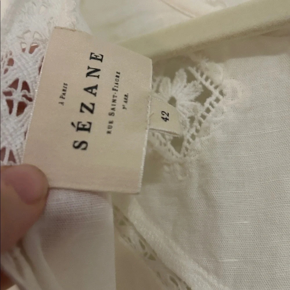 Sezane Zarri Dress Écru Size 10 - Picture 6 of 6